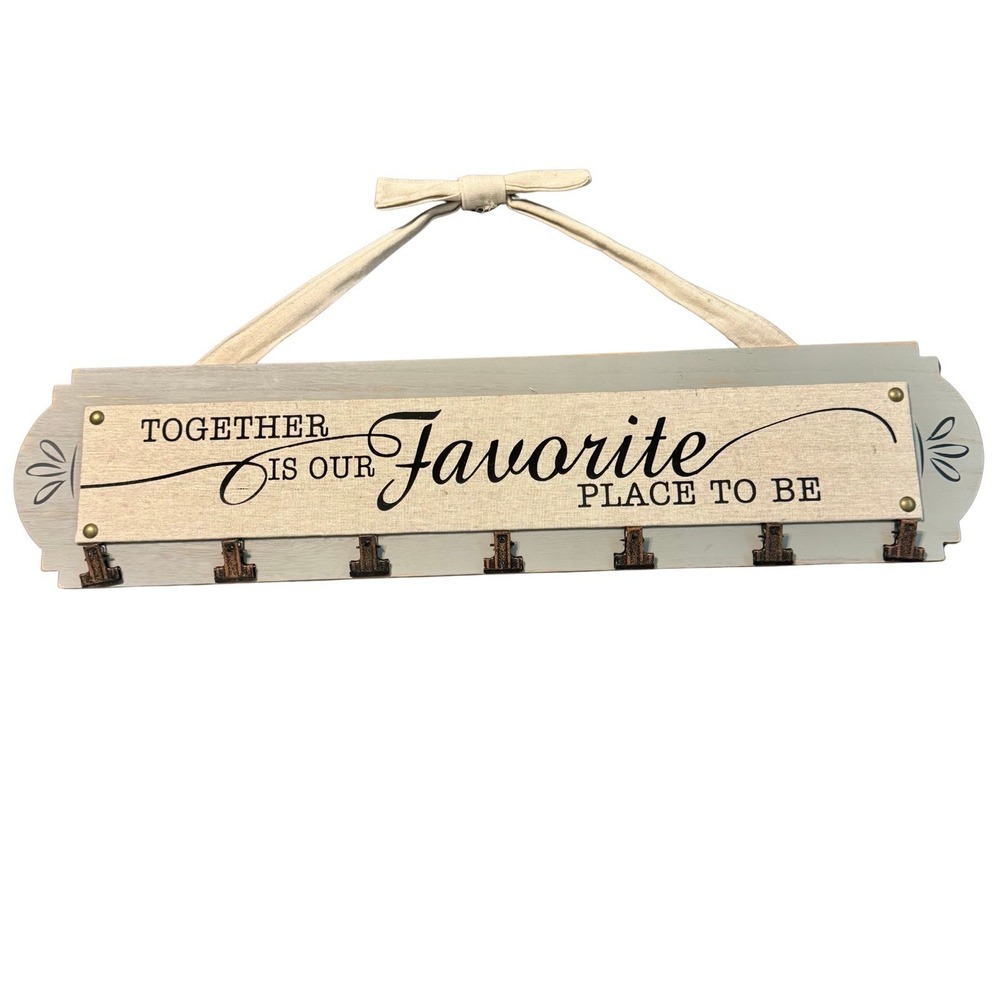 Wooden Photo Clip Sign Wall Hanging 7 Clips Together Is Our Favorite Place 30x7